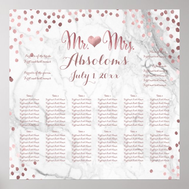 Poster PixDezines Marbre/Faux Roses Specks Or/Siège (Devant)