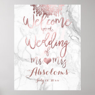 Poster PixDezines Marbre/Rose Gold Chandelier/Réception