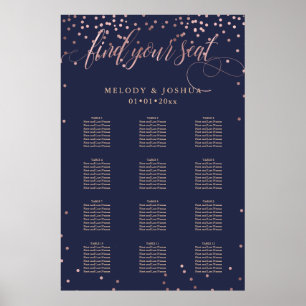 Poster PixDezines Marine+Rose Gold Script, Seating Chart