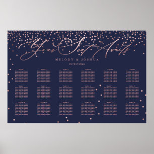 Poster PixDezines Marine+Rose Gold Script, Seating Chart
