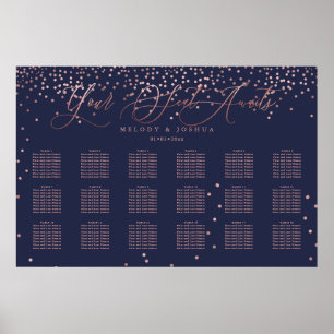 Poster PixDezines Marine+Rose Gold Script, Seating Chart