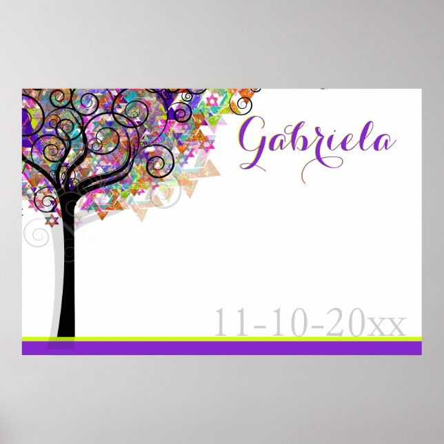 Poster PixDezines Mitzvah Arbre de vie Se connecter Burea (Devant)