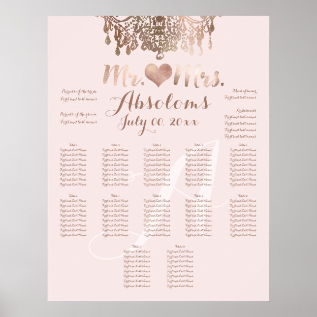 Poster PixDezines Rose Gold Chandelier/Coeur/do-it-yourse (Devant)