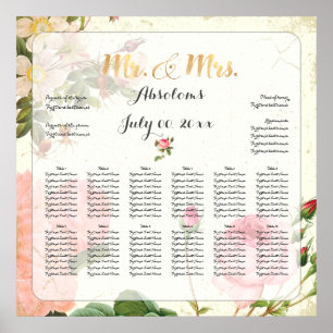 Poster PixDezines Vintage Roses Seating Chart