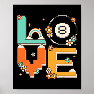 Poster Pixel Art Retro 60s les années 70 Style Hippie ten