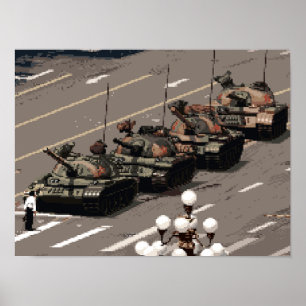 Poster Pixel Art Tank Man (Histoire en Pixels)