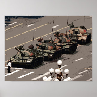 Poster Pixel Art Tank Man (Histoire en Pixels)