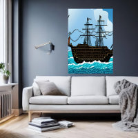 Pixel art, voilier sur la grande mer | Art AI