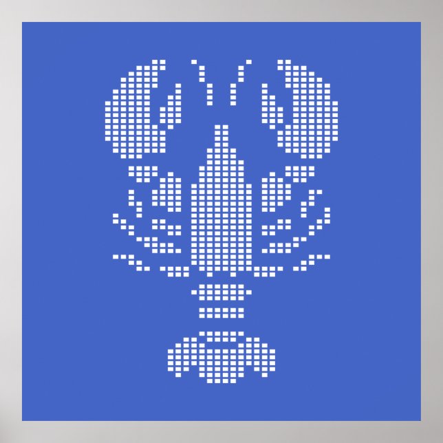 Poster Pixel Lobster Emblem Mosaic (Devant)