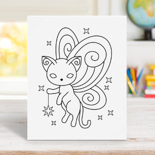 Poster Pixie Cat - Fée Wings Kitty Coloration Page