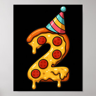 Poster Pizza 2e anniversaire 2 ans Vieux parti Casquette 