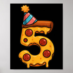 Poster Pizza 5e anniversaire 5 ans Vieux parti Casquette 