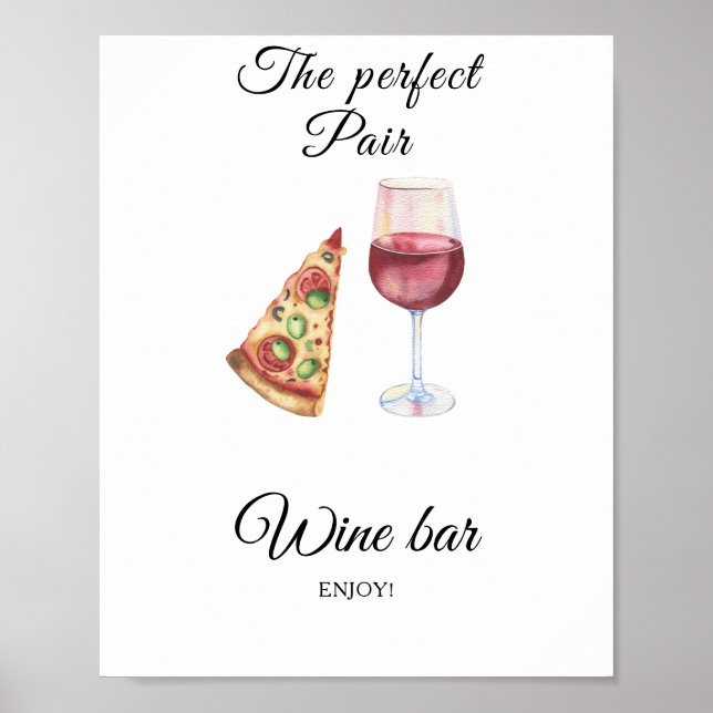 Poster Pizza and Wine Bridal shower - Wine bar (Devant)