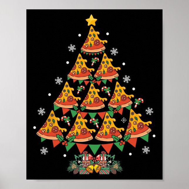 Poster Pizza Arbre de Noël Pizza Restauration rapide Love (Devant)