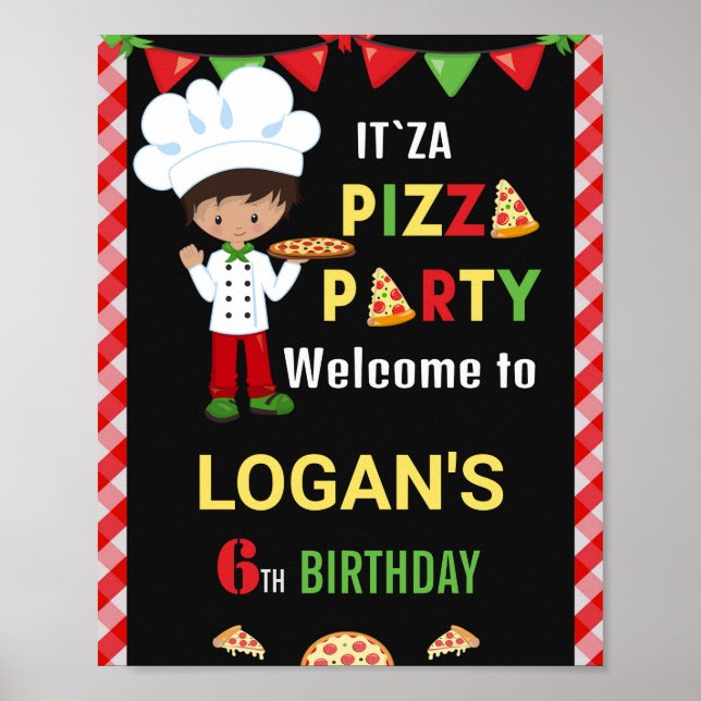 Poster Pizza bienvenue signe pizzeria italienne anniversa (Devant)