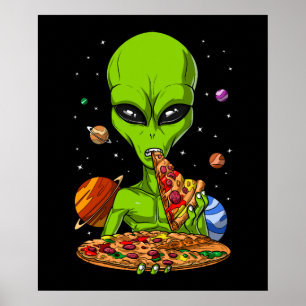 Poster Pizza de l'espace pour manger Alien
