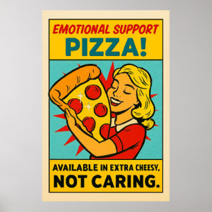 Poster Pizza de soutien émotionnel - Retro Food Therapy