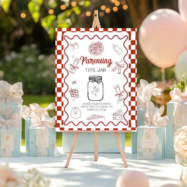 Poster pizza deliv conseils parentaux Baby shower Jar (Créateur téléchargé)