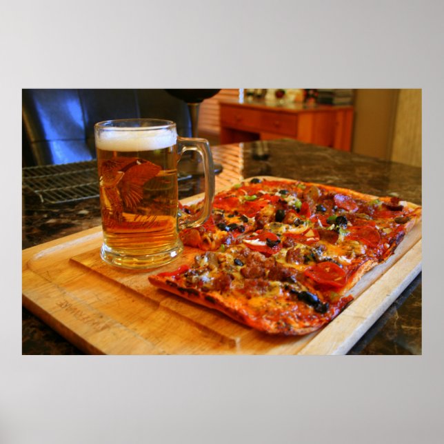 Poster Pizza Et Bière (Devant)