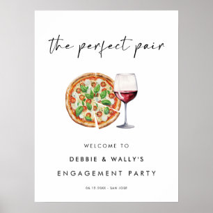 Poster Pizza et vin La partie d'engagement parfaite