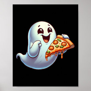 Poster Pizza Ghost Manger Halloween Hommes Femmes Enfants