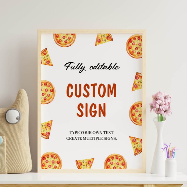 Poster Pizza moderne Anniversaire de fête Symbole personn (Créateur téléchargé)
