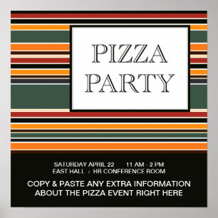 Poster pizza party stripes
