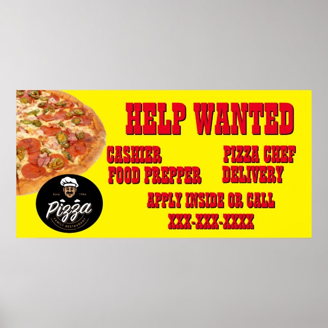 Poster Pizza Restaurant Personnaliser Aide Boutique Reche (Devant)