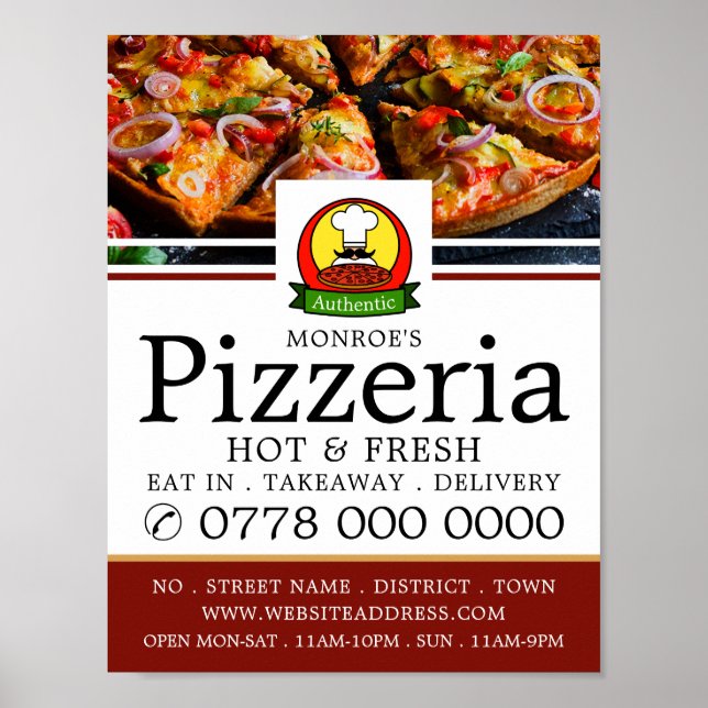 Poster Pizza Restaurant, Pizzeria Publicité (Devant)