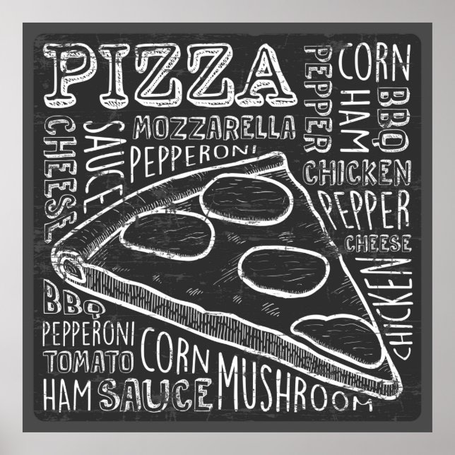 Poster pizza rétro cool (Devant)