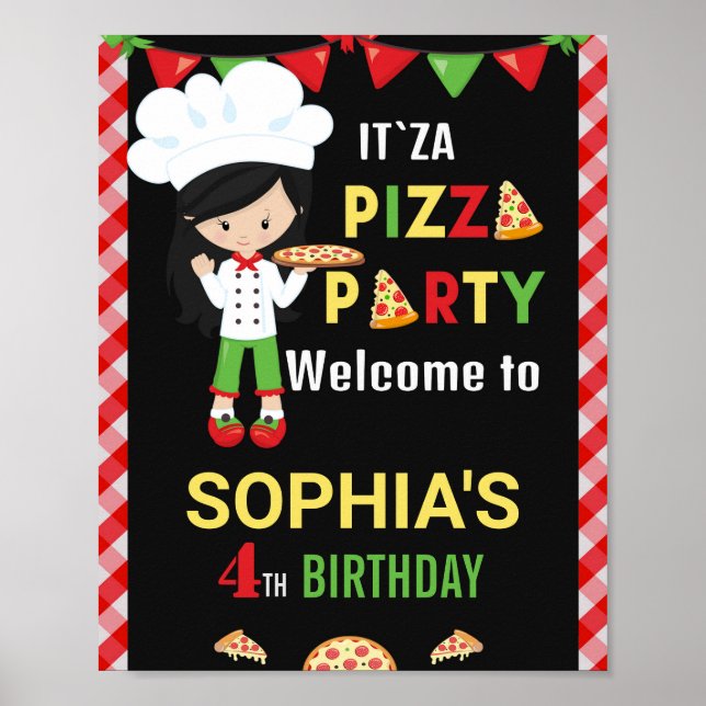 Poster Pizza signe de fête de bienvenue Pizza making part (Devant)