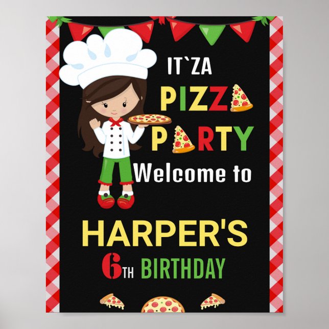 Poster Pizza signe fête de bienvenue fête d'anniversaire  (Devant)