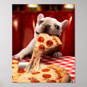 Poster Pizza Slice mangeur de chien
