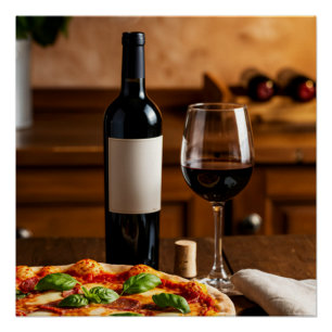 Poster Pizza & Wine Art