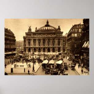 Poster Place de l'Opéra, Paris France c1925 Vintage