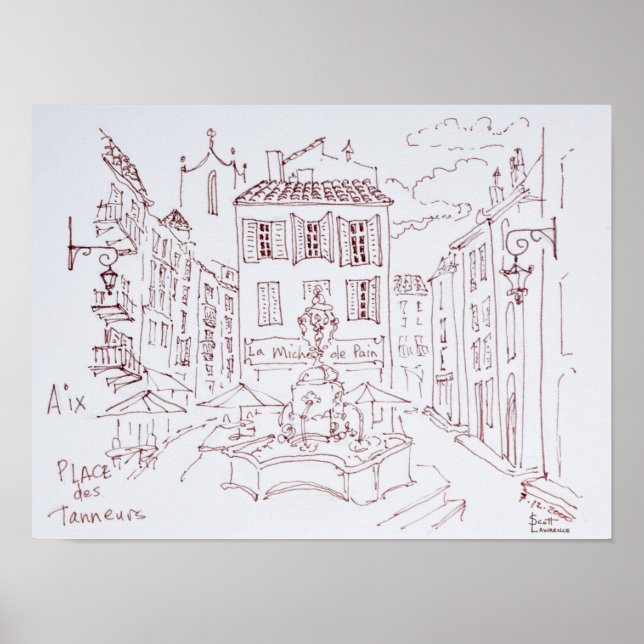 Poster Place des Tanneurs | Aix en Provence, France (Devant)
