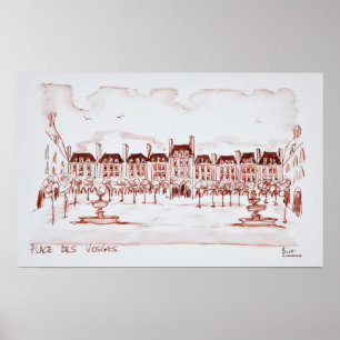 Poster Place des Vosges Marais, Paris