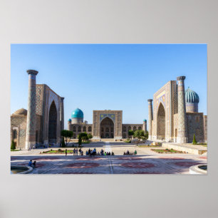 Poster Place du Registan au coucher du soleil - Samarkand