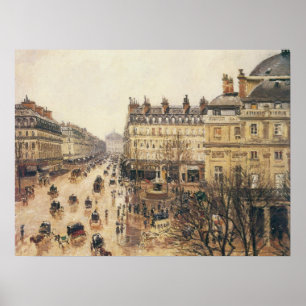 Poster Place du Theatre Francais, pluie de Paris par