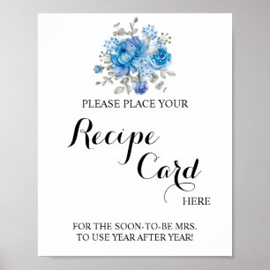 Poster Placer la carte de recette ici Blueflower Douche p