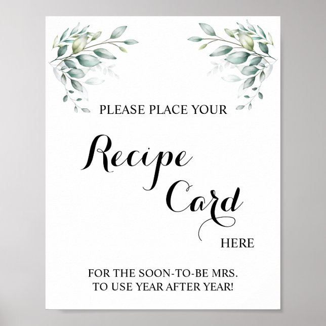 Poster Placer la carte de recette ici Eucalyptus Douche s (Devant)