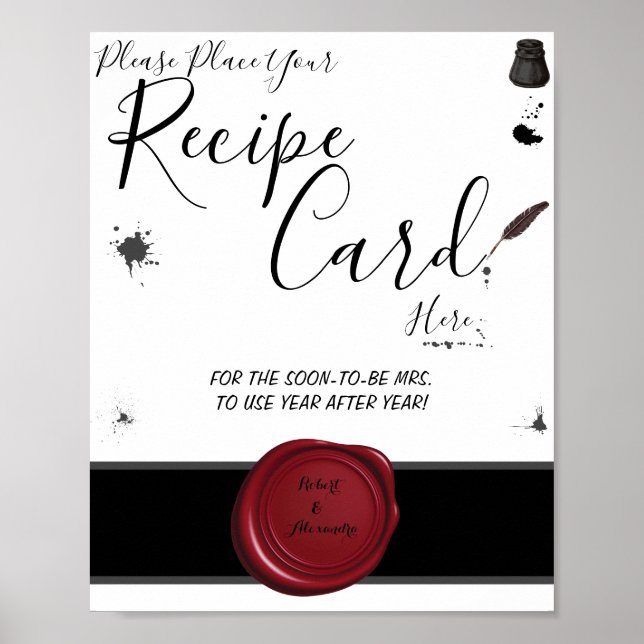 Poster Placer la carte de recette ici stylo & Inkwell Dou (Devant)