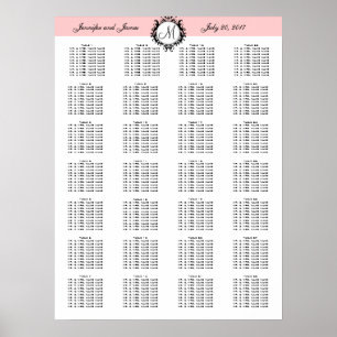 Poster Places de Mariage rose Modèle Graphique 280 invité
