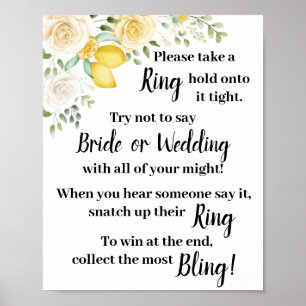 Poster Placez une bague sur elle Lemon&Rose Showgame Sign