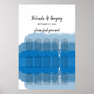 Poster Plage Bleu Aquarelle Mariage Carte de siège
