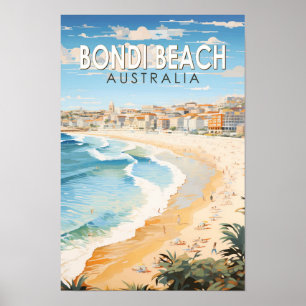 Poster Plage Bondi Beach Australie Voyage Art Vintage