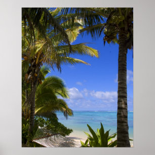 Poster Plage bordée de palmiers Cook Islands 2