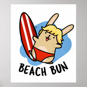 Poster Plage Bun Funny Bunny Puns