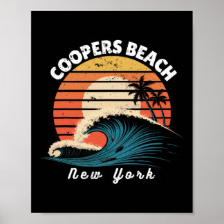 Poster Plage Coopers New York Femmes Hommes Surfboarding 