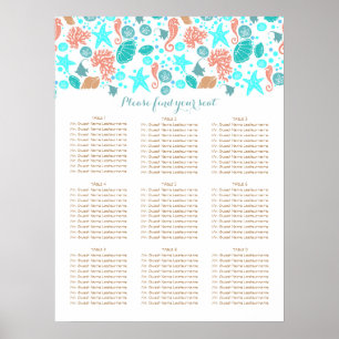 Poster Plage Côte Nautique Mer Mariage Cartes de siège